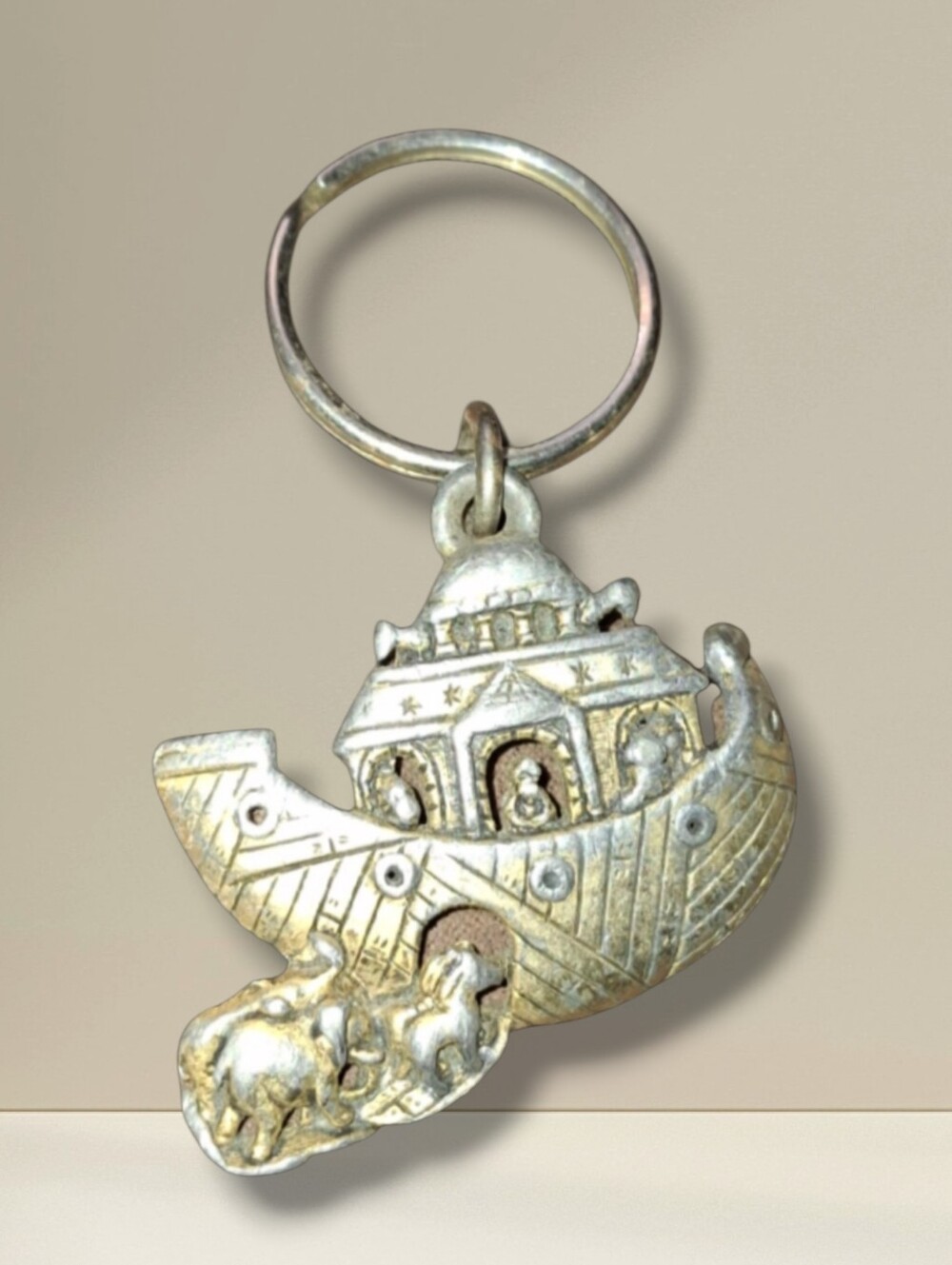 Vintage Figural 3d Noah's Ark Keychain Bag Charm Accessory